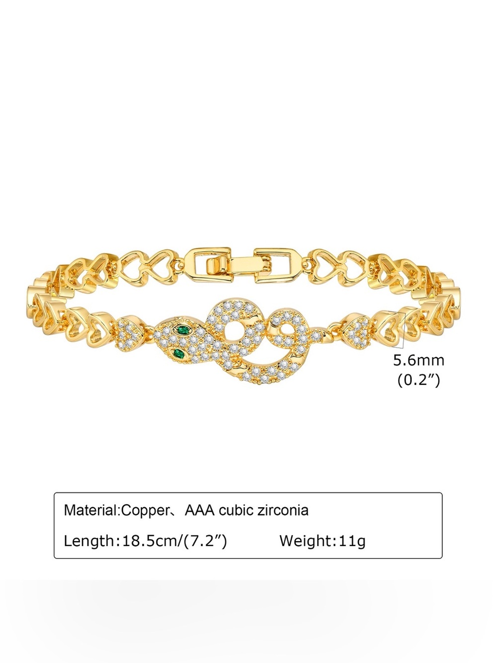 Gold Snake Bracelet with Green Stone Accents - Women Jewelry